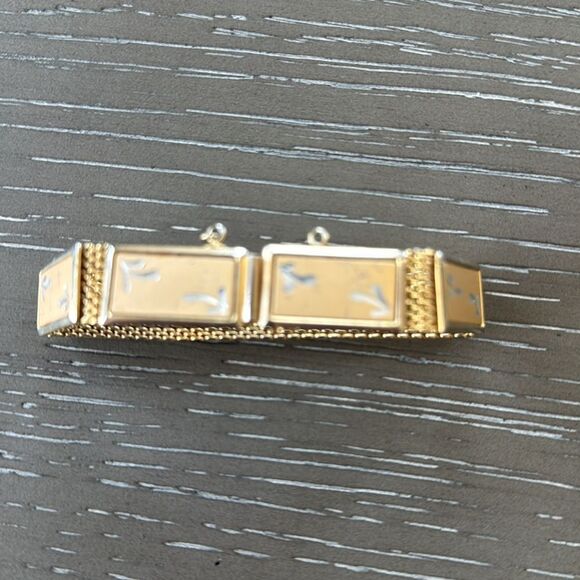 Vintage Fashion Bracelet 2 Tone Gold/Silver Mesh Base Diamond Cut Details GUC - Picture 7 of 12